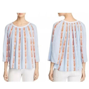 Tory Burch Alexandria Beaded Peasant Top Blouse Shirt Womens Size 2 (586)